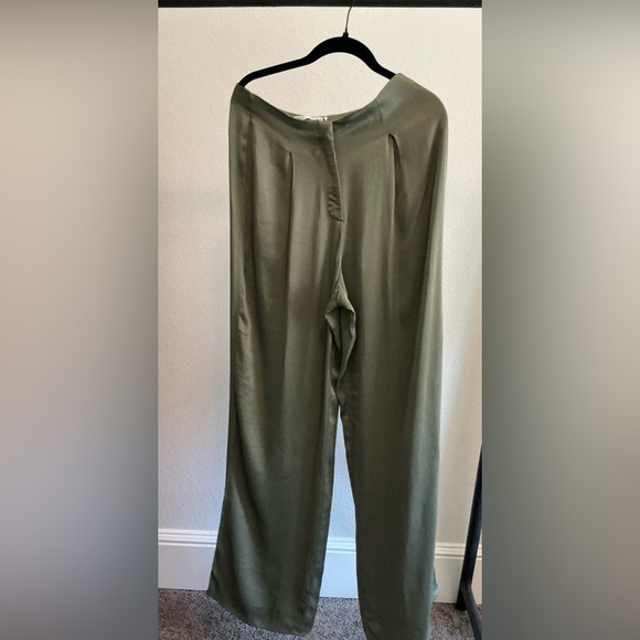 Zara Olive Green Wide-Leg Trousers - Picture 2 of 3